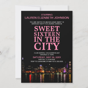 Invitation Chicago Skyline Sweet sixteen Movie Party Annivers