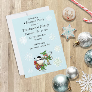 Invitation Chickadee de Noël d'hiver