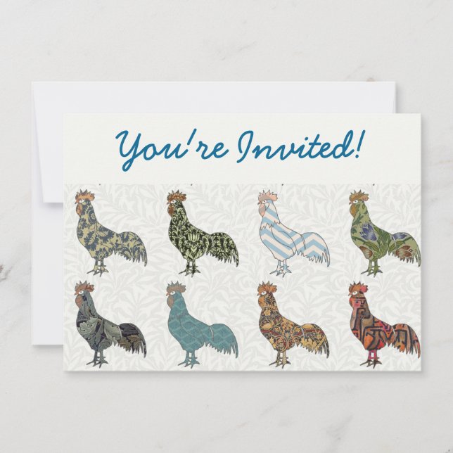 Invitation Chicken Rooster Coloré ferme Motif (Devant)