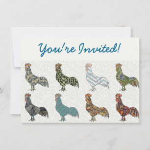 Invitation Chicken Rooster Coloré ferme Motif
