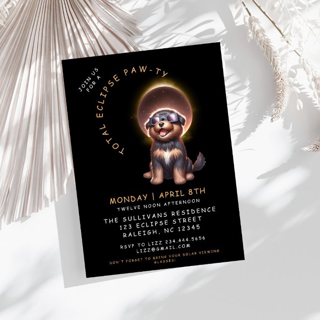 Invitation Chien 2024 Total Solaire Eclipse Viewing Party (Créateur téléchargé)