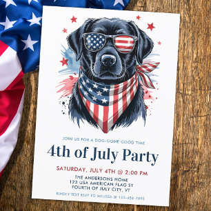 Invitation Chien 4 juillet Parti patriotique Labrador Retriev