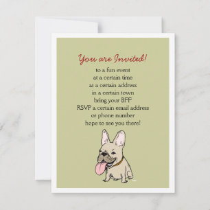 Invitation Chien à balais français amusant avec texte personn