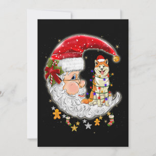 Invitation Chien Akita Avec Le Chapeau De Noël Lumières Arbre