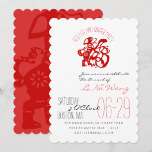 Invitation Chien Année Rouge Oeuf Et Ginger Party Baby Invita