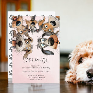 Invitation Chien Anniversaire Pawty mignonne Personnalisé