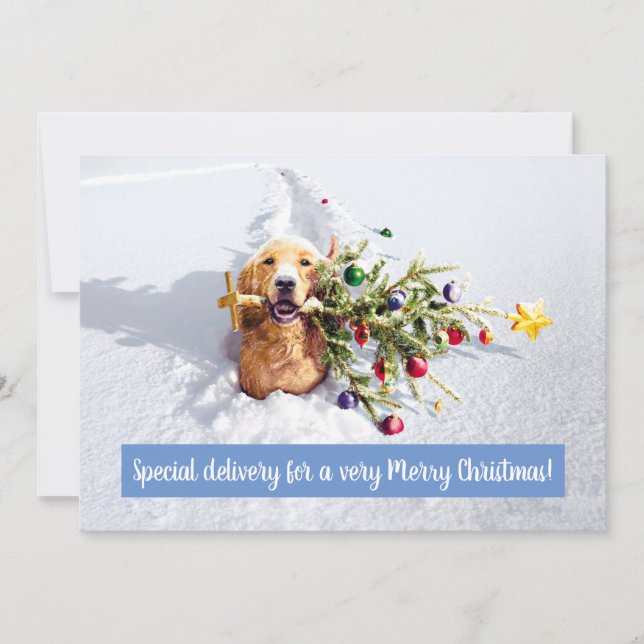 Invitation Chien avec arbre dans la neige (Devant)