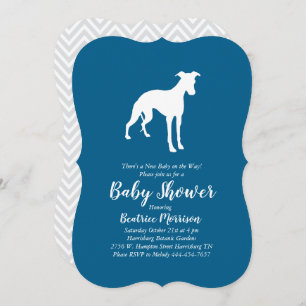 Invitation Chien Baby shower de Whippet Bleu