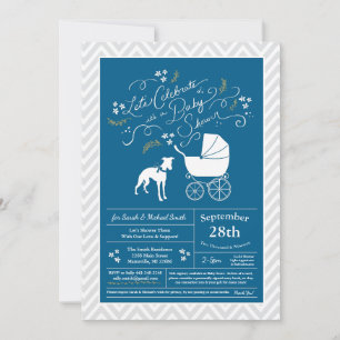 Invitation Chien Baby shower de Whippet Bleu