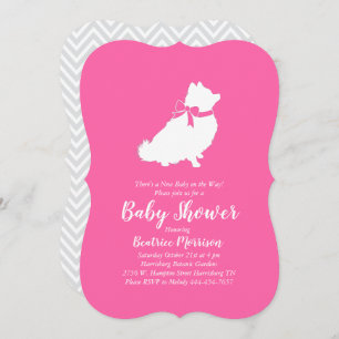 Invitation Chien Baby shower Poméranien fille rose