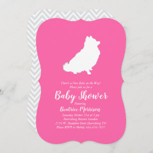 Invitation Chien Baby shower Poméranien fille rose