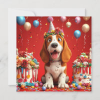 Chien Beagle Adorable Célébrant un Anniversaire