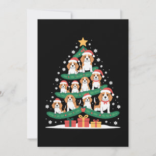 Invitation Chien Beagle Noël Arbre Chapeau de Père Noël Xmas