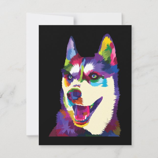 Invitation Chien blanc coloré pop | style art présent (Devant)