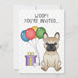 Invitation Chien Bouledogue Français Faon de Dessin Animé - A