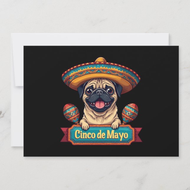 Invitation Chien Carlin mexicain Sombrero Cinco De Mayo (Devant)