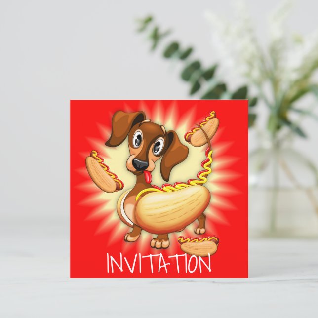 Invitation Chien chaud Dachshund (Debout devant)
