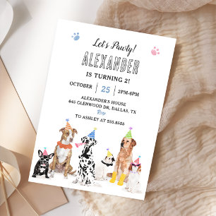 Invitation Chien Chien Chien Faisons Pawty Anniversaire