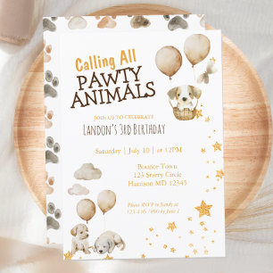 Invitation Chien chiot animal pawty Anniversaire