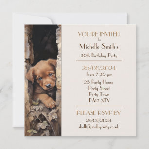 Invitation Chien chiot fête d'anniversaire