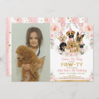 Chien chiot fille fête d'anniversaire Blush Floral