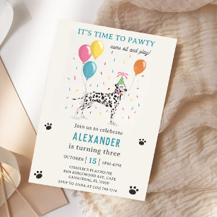 Invitation Chien dalmate Pawty Chiot fête d'anniversaire