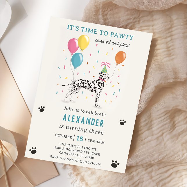 Invitation Chien dalmate Pawty Chiot fête d'anniversaire (Créateur téléchargé)