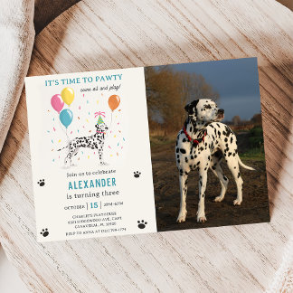 Invitation Chien dalmate Pawty Chiot Fête d'anniversaire Phot
