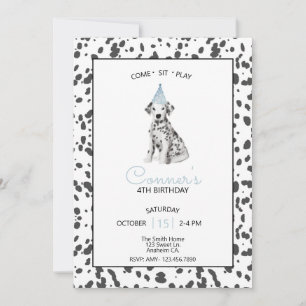 Invitation Chien Dalmatien Bleu Viens T'assoir Reste jouer