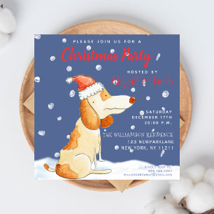 Invitation Chien de caricature mignon - Fête de Noël