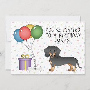 Invitation Chien De Cheveux Courte Noir Et Tan - Anniversaire