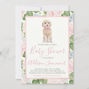 Invitation Chien de chien doré Baby shower fille