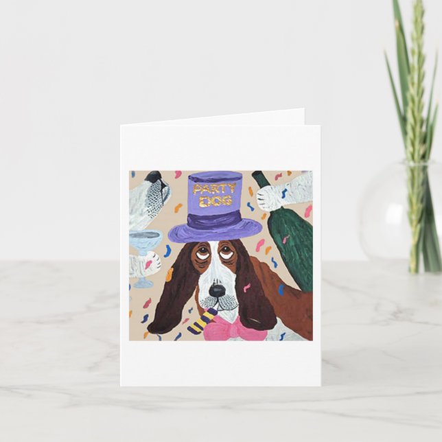 Invitation Chien de fête Basset Hound  (Devant)