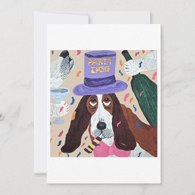Invitation Chien de fête Basset Hound  (Devant)