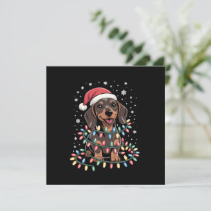 Invitation Chien de Noël Dachshund Père Noël Xmas Wiener