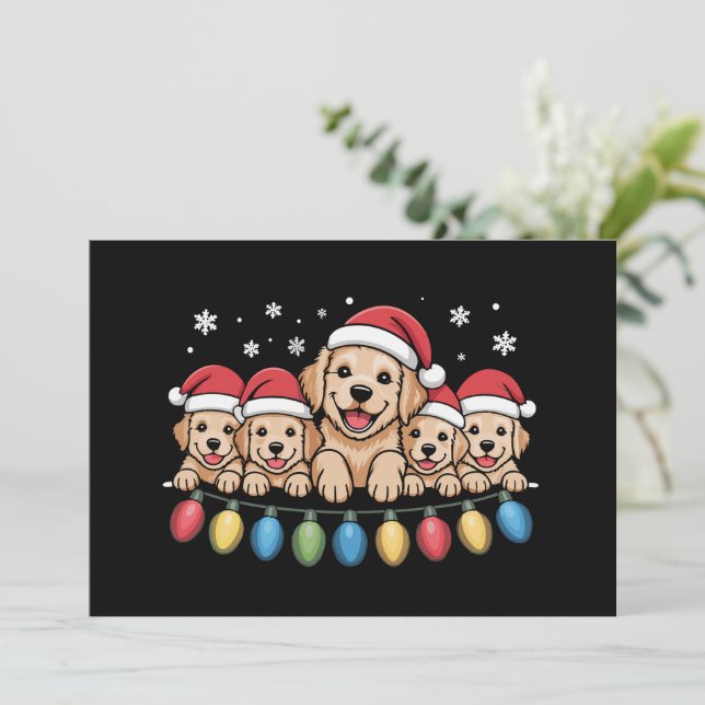 Invitation Chien de Noël drôle Retriever doré Chien de compag (Debout devant)