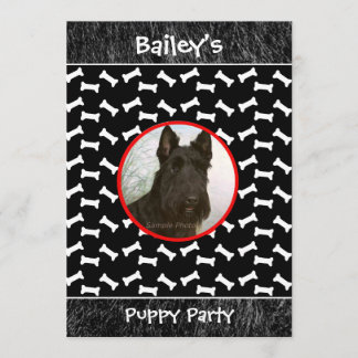 Invitation Chien de partie de chiot recueillant la photo