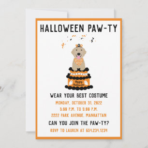 Invitation Chien d'or d'Halloween Pawty