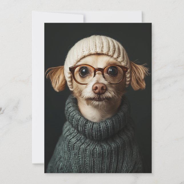 Invitation Chien élégant en tenue confortable (Devant)