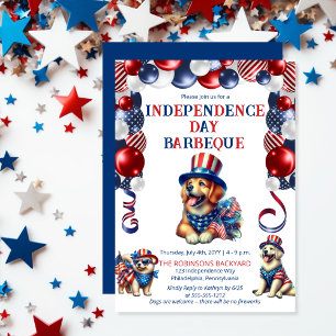 Invitation Chien Friendly Pas de feux d'artifice 4 juillet fê