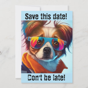 Invitation Chien Groovy avec Lunettes de Soleil