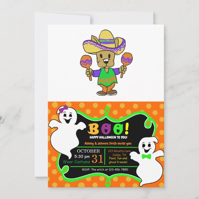 Invitation Chien mexicain mignon avec maracas | choisir la co (Devant)