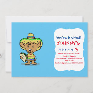 Invitation Chien mexicain tenant un taco   choisir la couleur