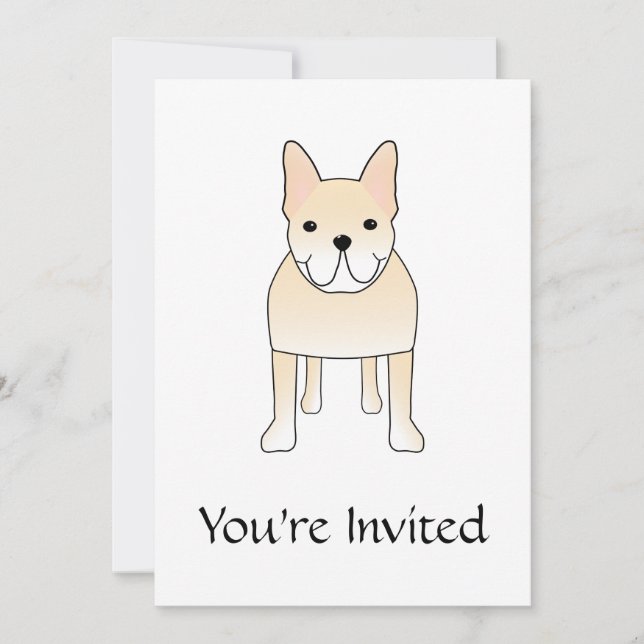 Invitation Chien mignon. Bouledogue français crème pâle (Devant)