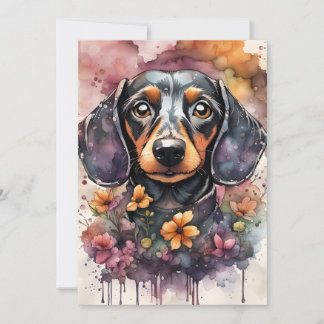 Invitation Chien mignon Dachshund en aquarelle