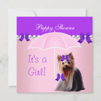 Invitation Chien mignon Douche Chien mignon violet rose Yorki