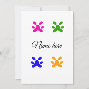 Invitation Chien patte coloré animal ajouter nom texte animal