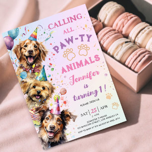 Invitation Chien Pawty Anniversaire Fille 1er Anniversaire