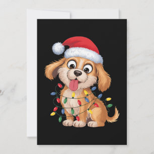 Invitation Chien Retriever doré de Noël Chapeau de Père Noël