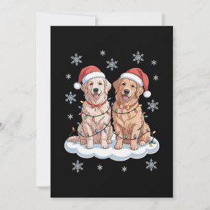 Invitation Chien Retriever doré Noël Chapeau de Père Noël Lum
